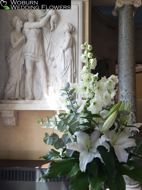 Lilly and Delphinium arrangement at Woburn Sculpture Gallery.
