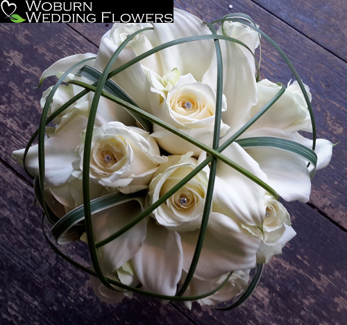 Rose, Calla Lilly and steel Grass bouquet.